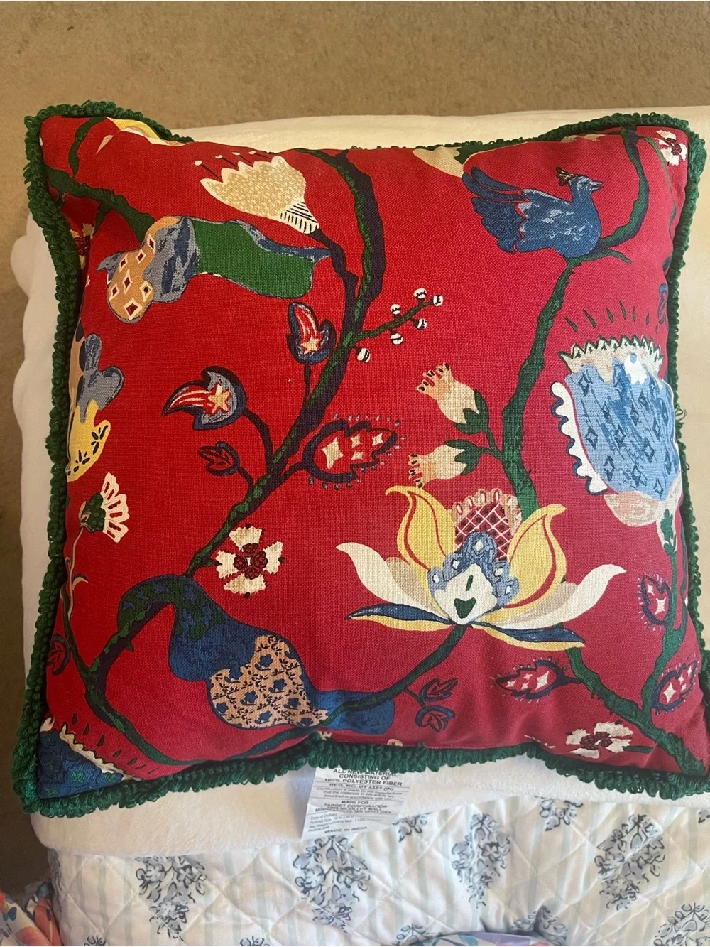 2 Target Threshold™ Square Floral Throw Pillow Red Decorative Garden Pattern NEW